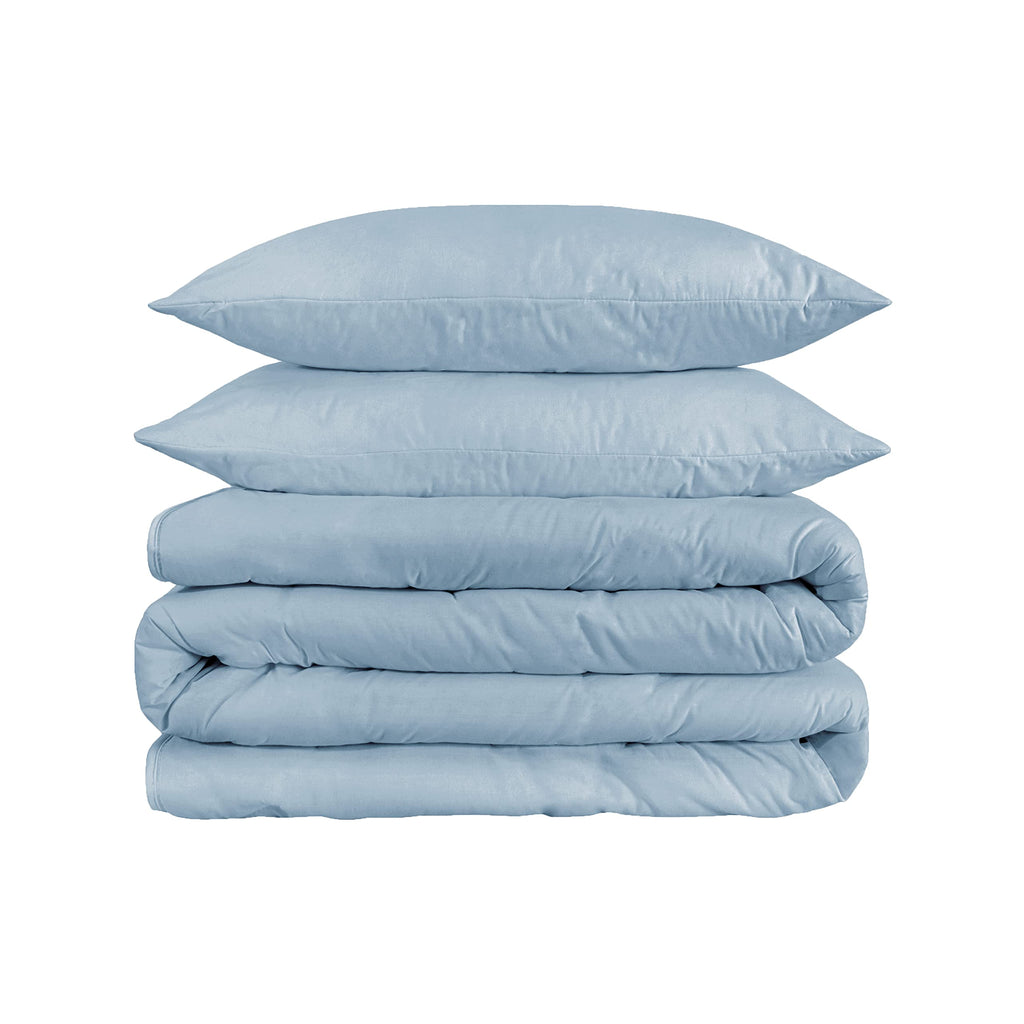 Egyptian Cotton 1200 Thread Count Solid 3-Piece Duvet Cover Set, 1 Duvet Cover, 2 Pillow Shams, Bedding Essentials