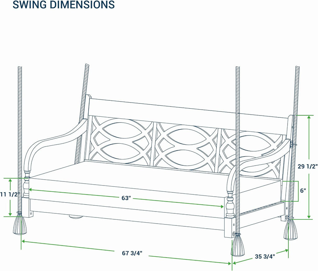 Renley 5.6 FT Mahogany Porch Swing Daybed with Oyster Cushion, Lime Wash Finish, Turned Detail, Weather-Resistant