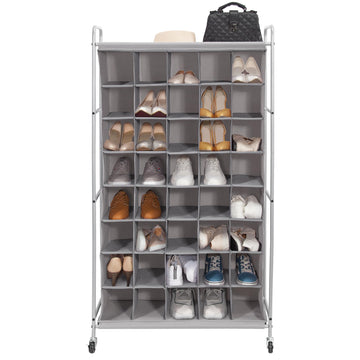 Shoe Cubby Organizer, Free Standing Shoe Cube Rack, Closet, 40-Cube Gray
