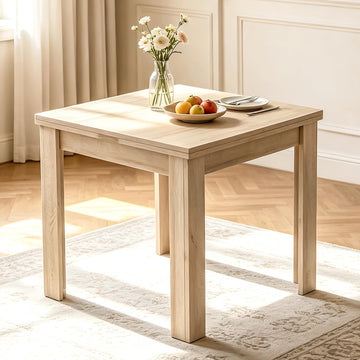 31.5"-63" Square Extendable Folding Dining Table, Natural MDF Wood