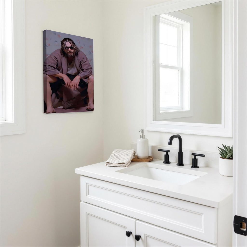 Chill Framed Canvas Wall Art Bathroom Decor The Dude in Robe from The Big Lebowski Poster Print Legendary Comedy