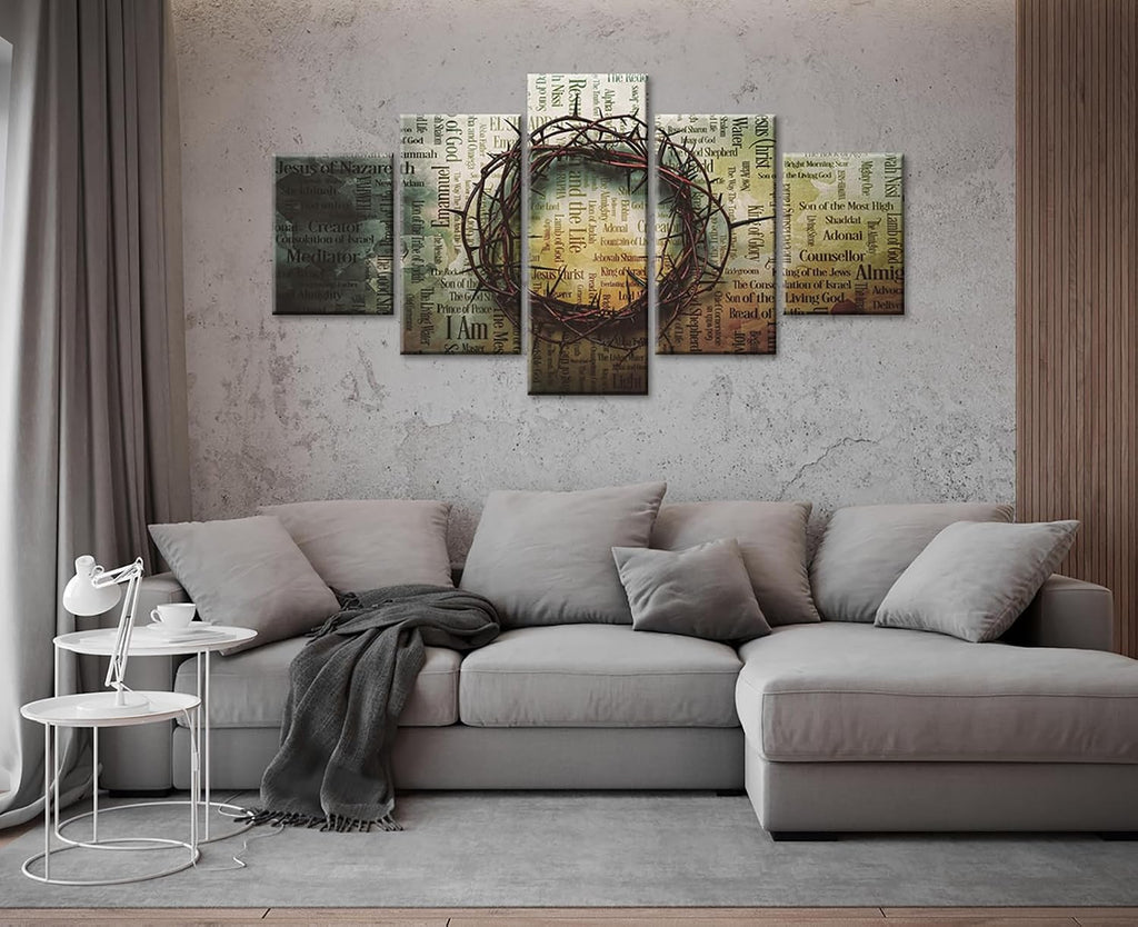 Christian Wall Art 5 Pieces Wreath of Thorns Canvas Prints Jesus Christ Religious Easter Bible Pictures Modern
