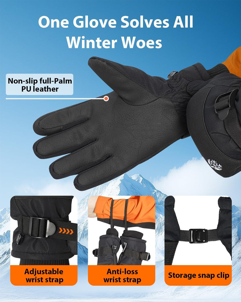 Kids Winter Gloves Waterproof, Warm 3M Insulated Snow Gloves