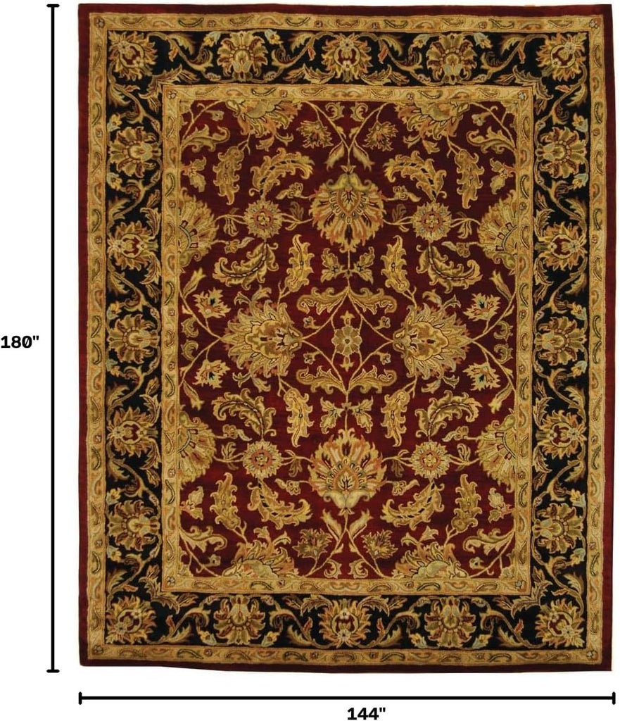 Heritage Collection X-Large Area Rug - 12' x 15', Red & Black, Handmade Traditional Oriental Wool, Ideal for High