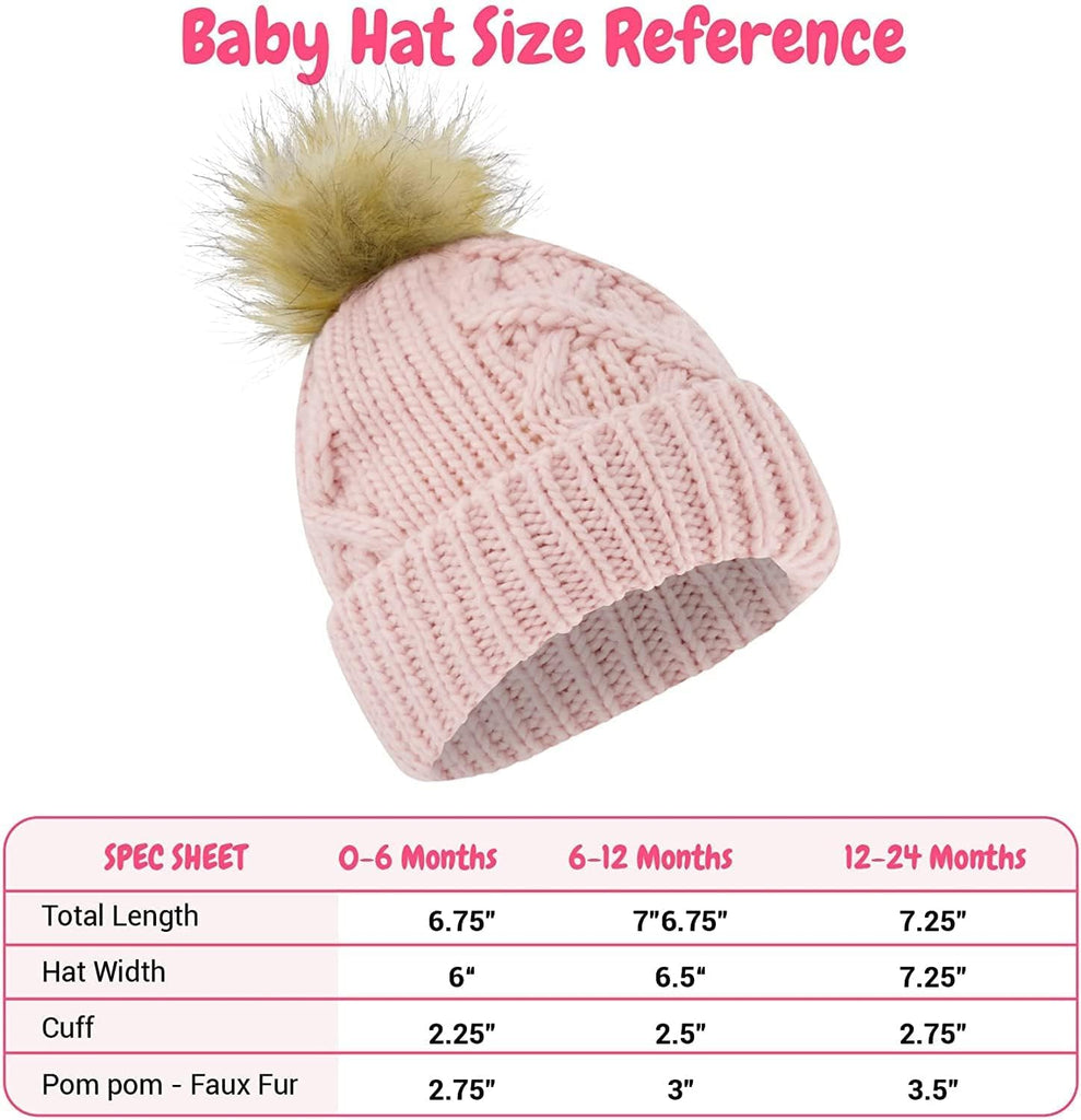 Baby Beanie and Mitten Set & Toddler Winter Hat Boy Girl Fleece Lined for Infant 0-6, 6-12
