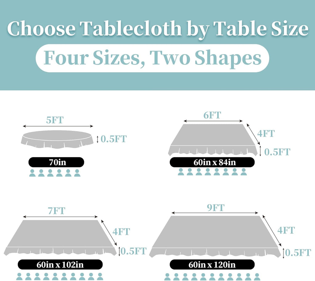 Pink Tablecloth Fabric (1PC, 60"x102"), 6ft Table Cover (8-10 Seat) - Cotton Polyester, Wrinkle Resi
