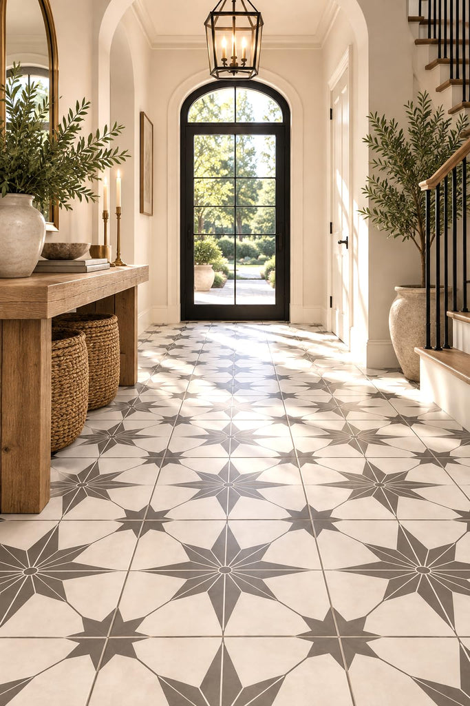 12x12 TrueNorth Geometric Pattern Modern Encaustic Style Ceramic Wall Floor Tile (12)
