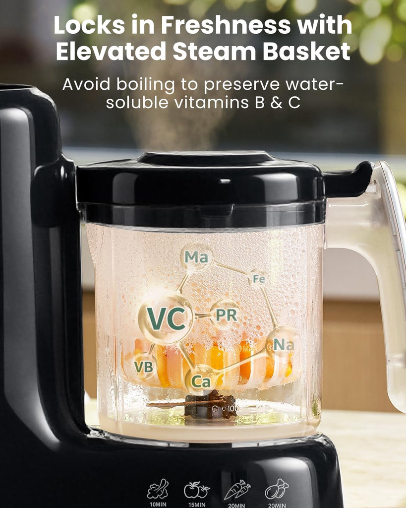 Baby Food Maker, Steamer & Blender Baby Food Processor, Black