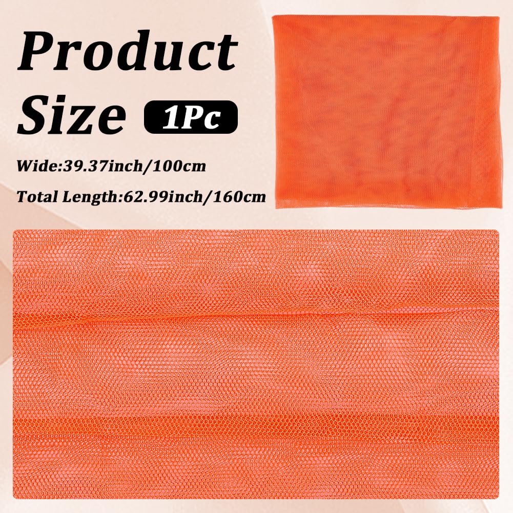 63 Inch Orange Mesh Fabric by The Yard Breathable Polyester Netting Tulle Cloth Soft Voile Solid Sheer Gauze Mosquito