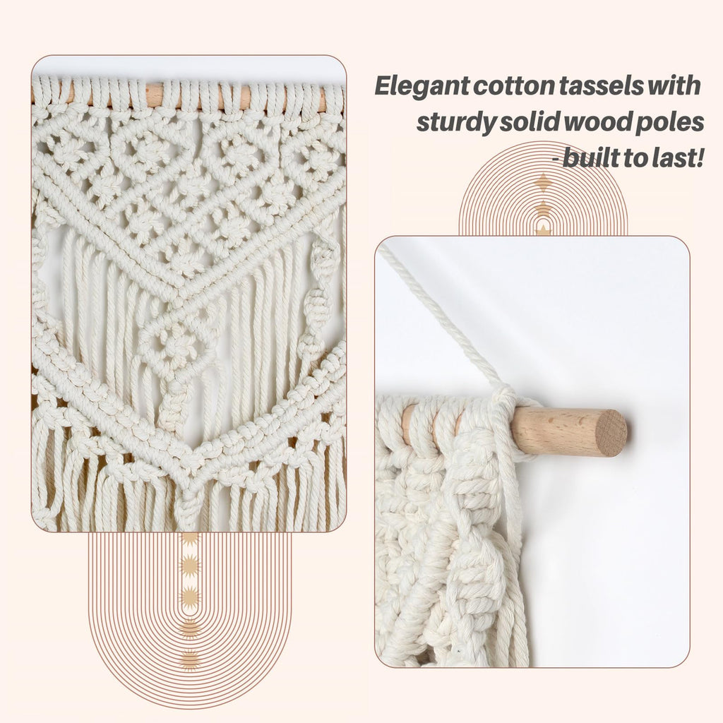 Macrame Wall Hanging, Bohemian Woven Tassel Tapestry
