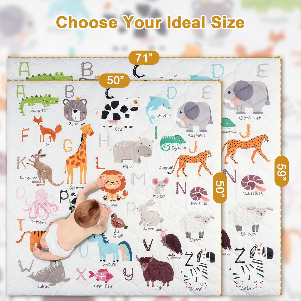 Premium Foam Baby Play Mat 50" x 50" - Removable & Machine Washable Cover, Extra Thick Padding Playpen Mat, Non-Slip