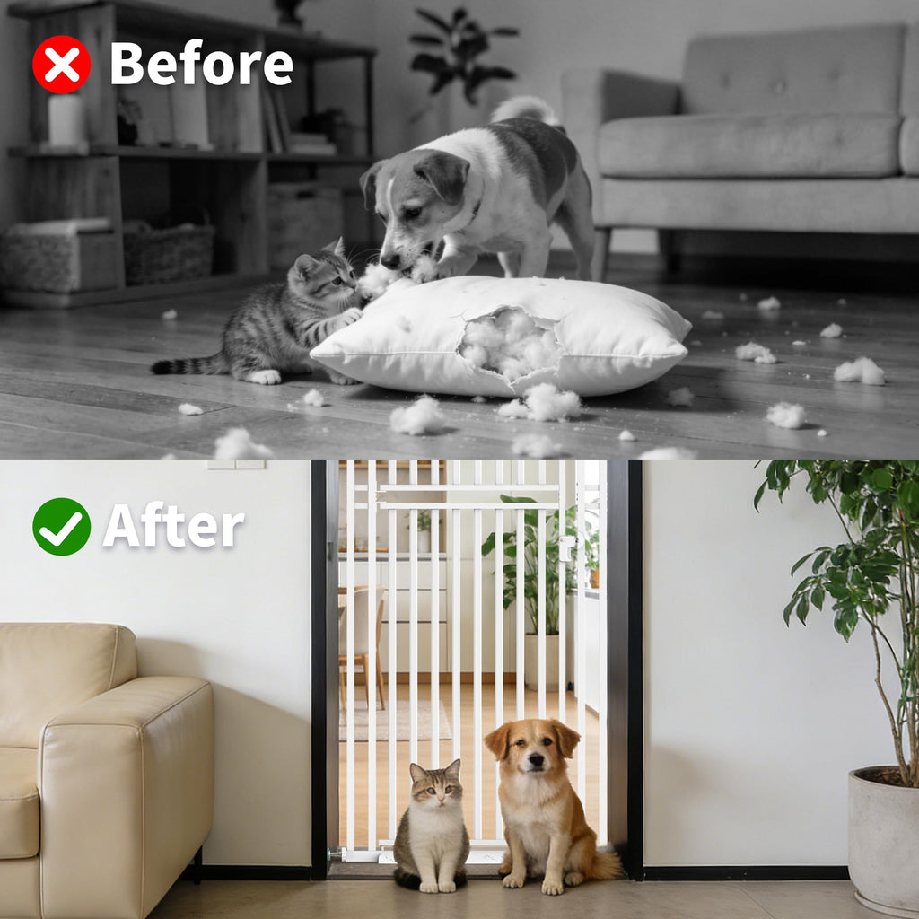 78.74" Extra Tall Cat Gate for Doorway, Wide Adjustable 27.56"-41.7" No Drilling Pet Proof Safety Door Gate, Pressure