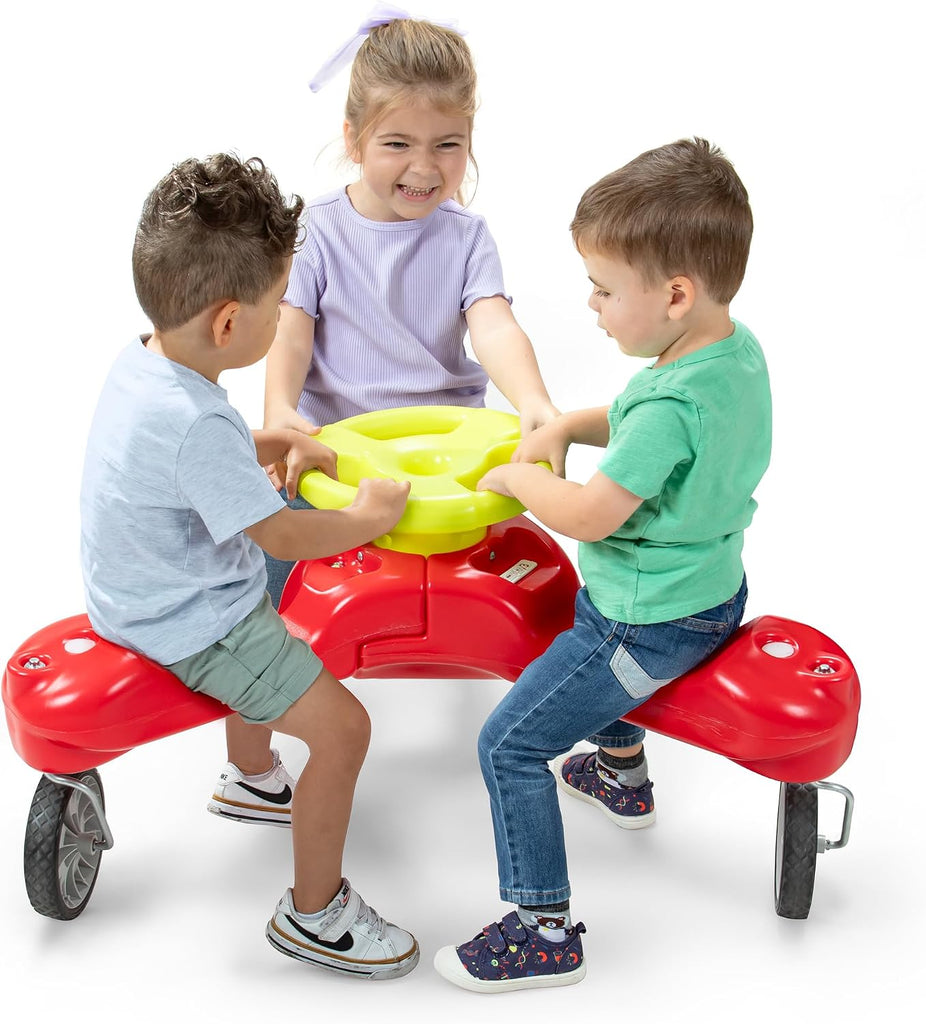 Boomerang Bike Ride-On Trike Toy for Ages 1.5-5, Accommodates Up to 3 Kids, Swivel Caster Wheels, 32" x 32" x 19.5"