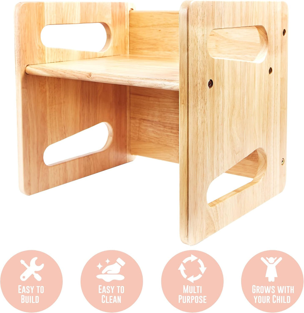 Weaning Table and Chair (15 inch) - Solid Wooden Toddler Chair/Table - Cube Chair for Toddlers - Hardwood - Kids