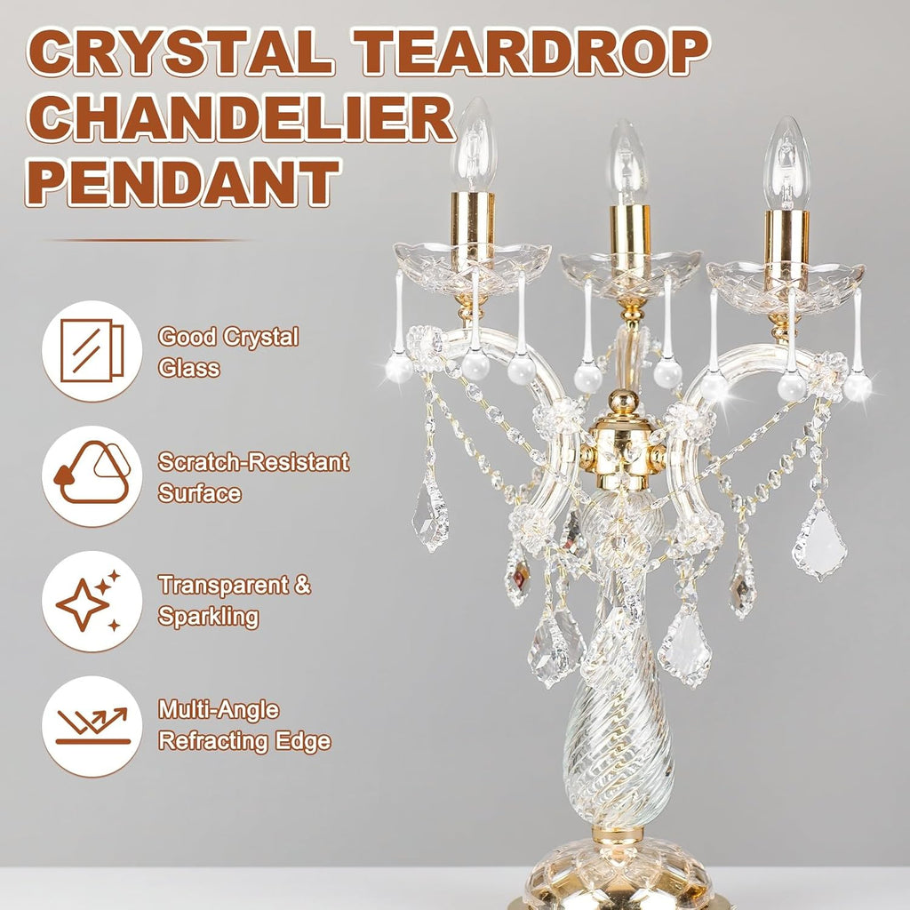 6-Pack Crystal Raindrop Prisms, 78mm Replacement Chandelier Teardrop Icicle Drops Hanging Pendant for Lamp/Garden/DIY