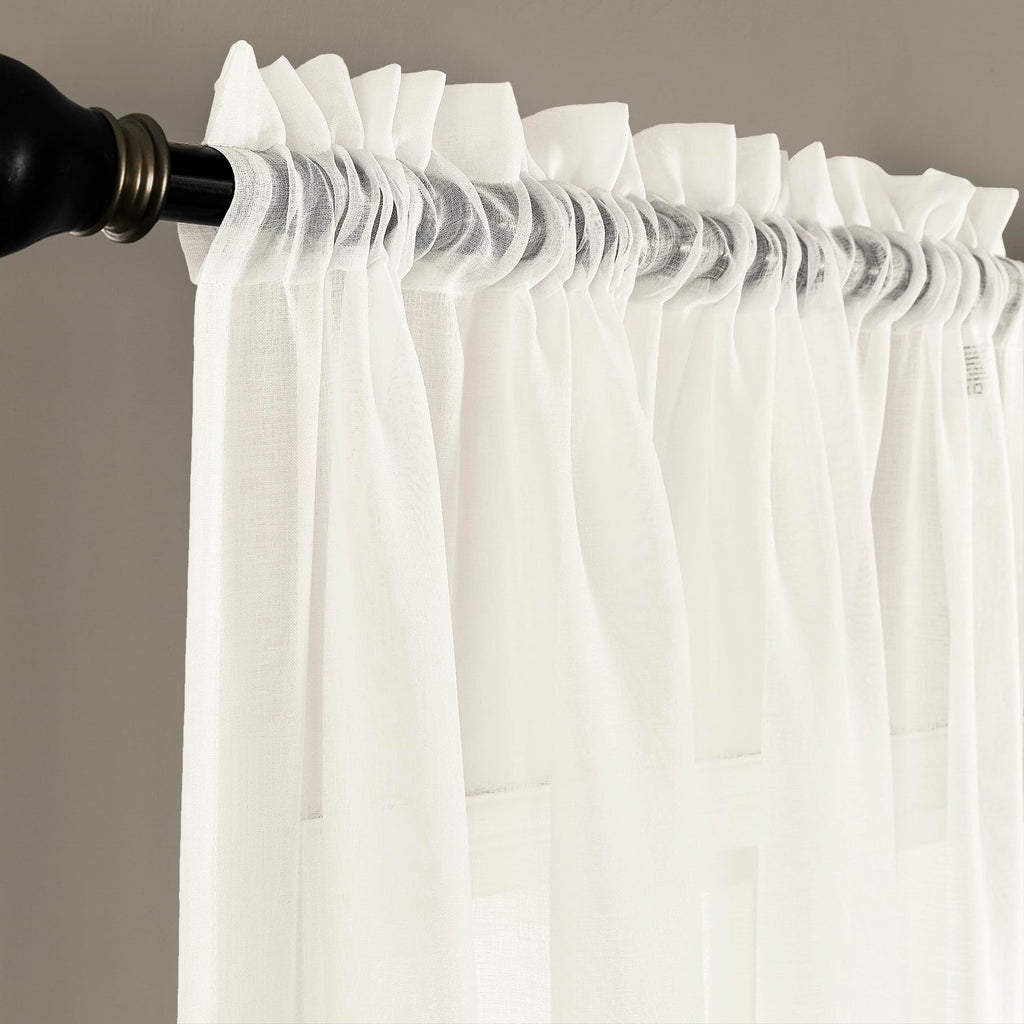 Extra Wide Sheer Curtains Ivory 84 Inches Long, Window Treatments Rod Pocket Drapes, 108 in Width Semi Sheer