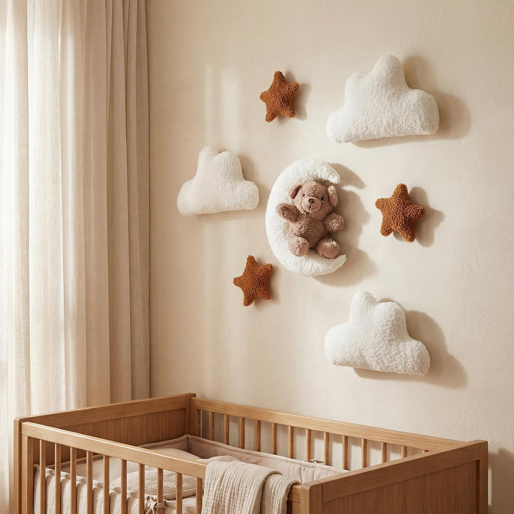 7 Pcs Teddy Bear Nursery Wall Decor Moon Teddy Bear Wall Art