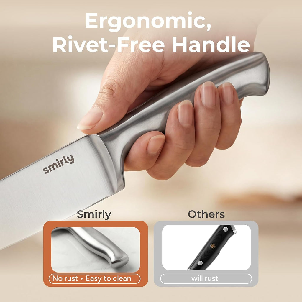 15 Piece Knife Set with Block - Stainless Steel Knives | Heavy Duty Knife Block with Sharpener Rod, High Carbon