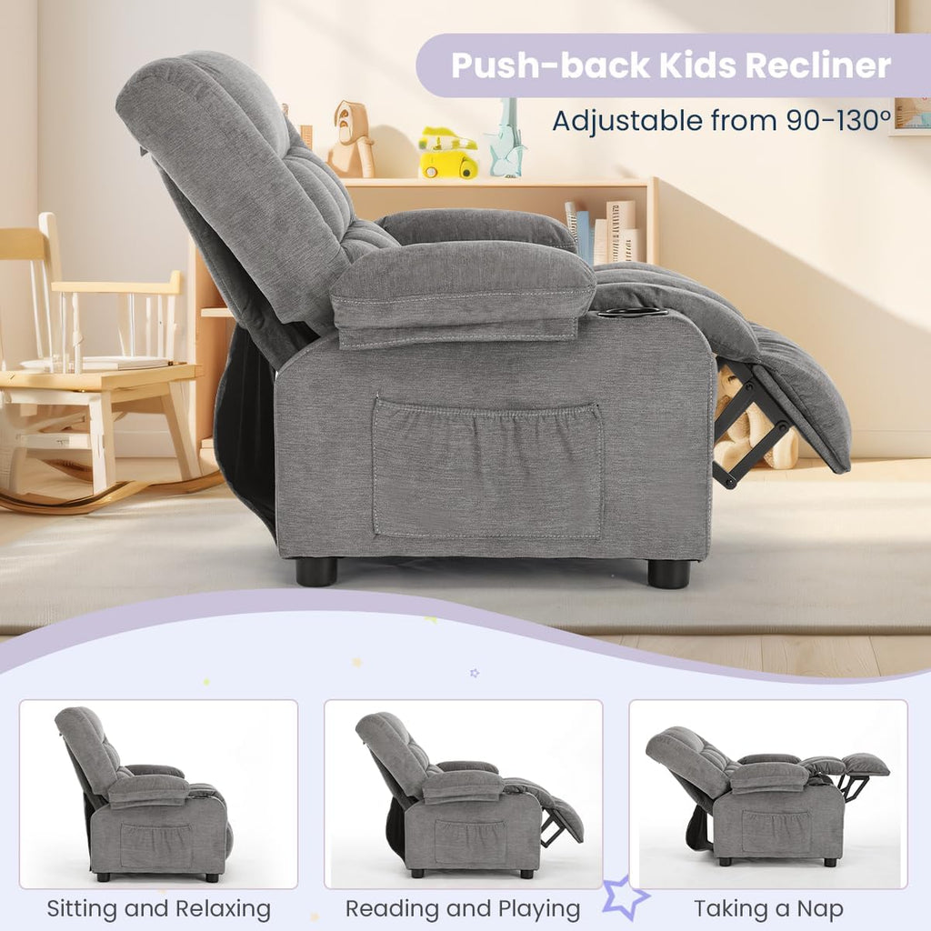 Kids Recliner Chair Reclining Toddler Push Back Sofa Ages 3-12