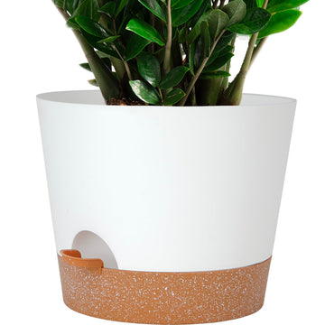 12inch Large Self Watering Plant Pot, Plastic Cylinder Planter with 60Oz Deep Reservoir and Saucer for Indoor Outdoor