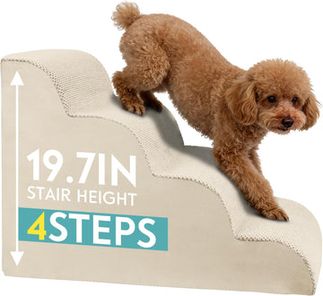Dog Stairs for Small Dogs 19.7" H, 30D High Density Whole Foam, Corduroy Fabric, Pet Stairs Steps Ramp for Puppy