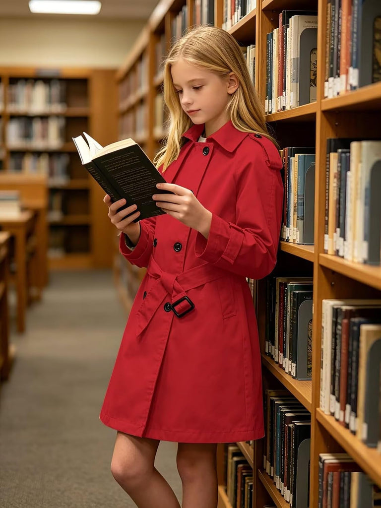 Girls Trench Coat Double Breasted Outerwear Raincoat