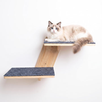 Large Cat Wall Shelves, Solid Wood Wall Mounted Cat Climbing Perch