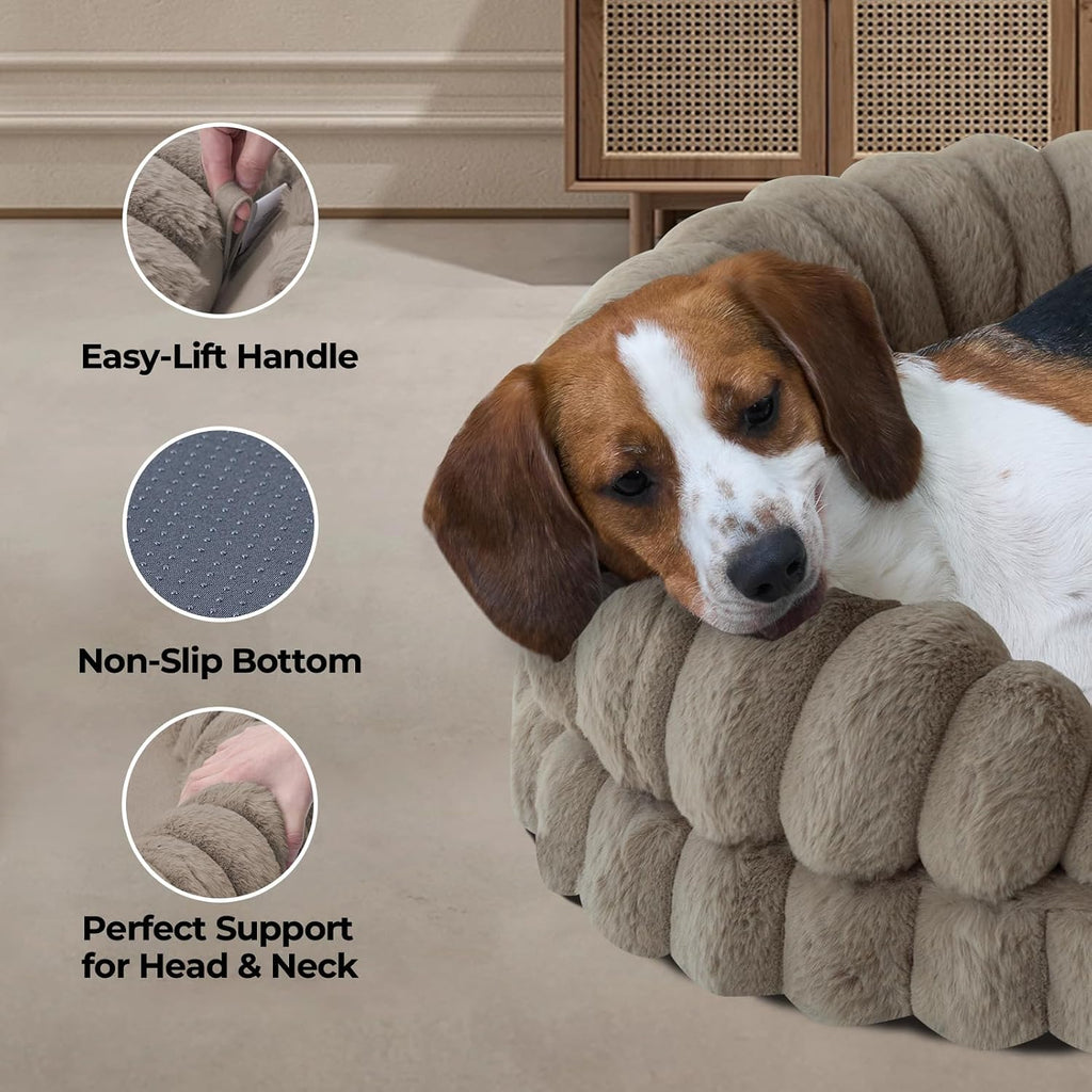 Calming Dog Bed for Medium Sized Dogs, Oval Washable Pet Bed with Sides, Orthopedic Pet Couch Sofa