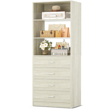 Closet Drawer System, 21.3" Wood Closet Organizer System,White Oak