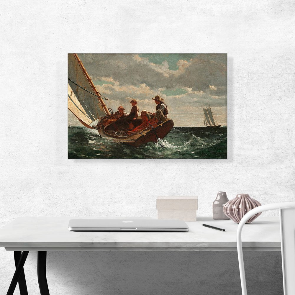 Breezing Up - A Fair Wind 1876 Canvas Art Print Stretched Framed Painting Picture Poster Giclee Wall Decor by Winslow