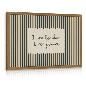 Vintage Postcard Wall, I See London I See France Quote Canvas Print, Minimalist Striped Typography Wall Decor