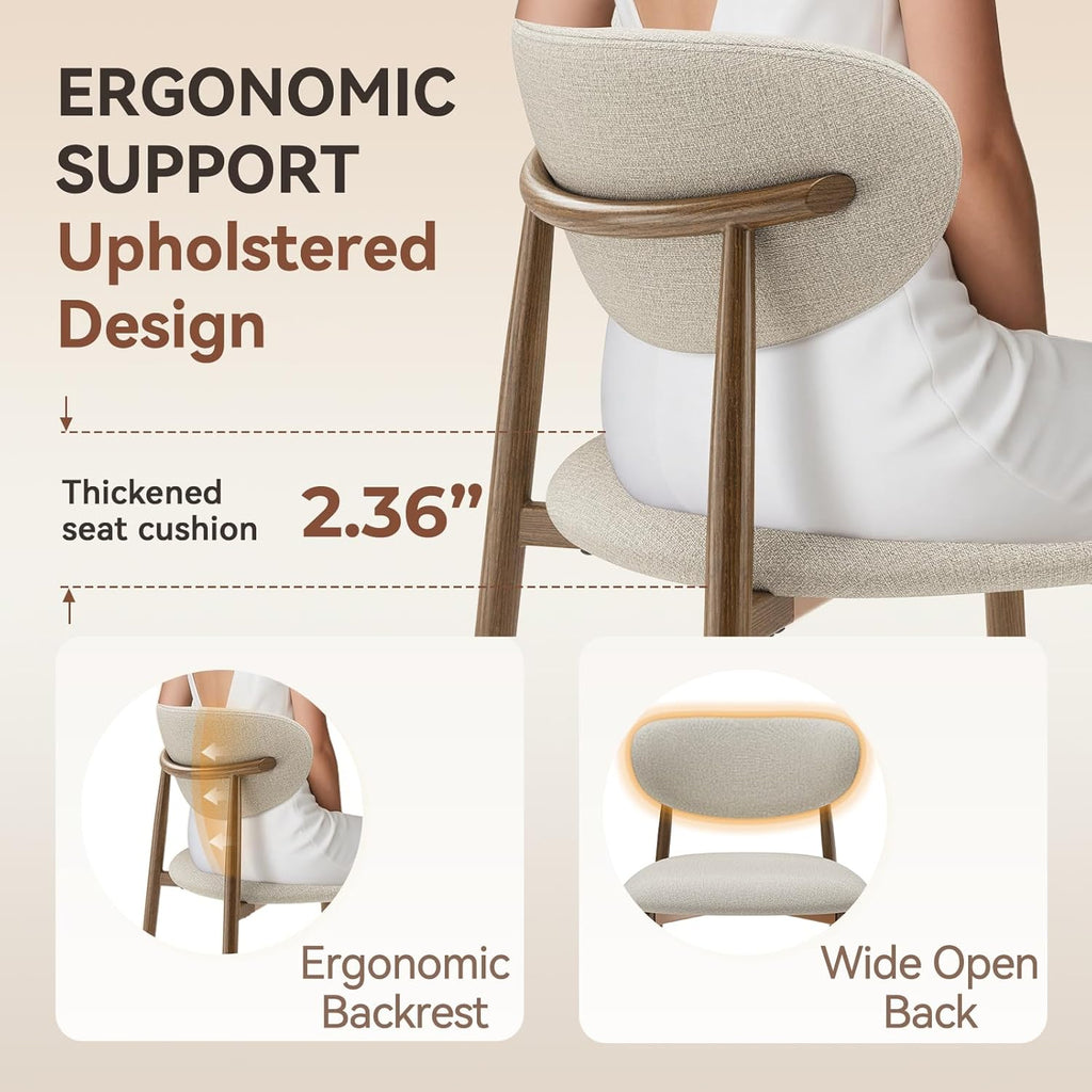 Dining Chairs Set of 4, Curved Back Kitchen Room Chairs with Metal Legs and Anti Slip Pads, Upholstered Dining Chair