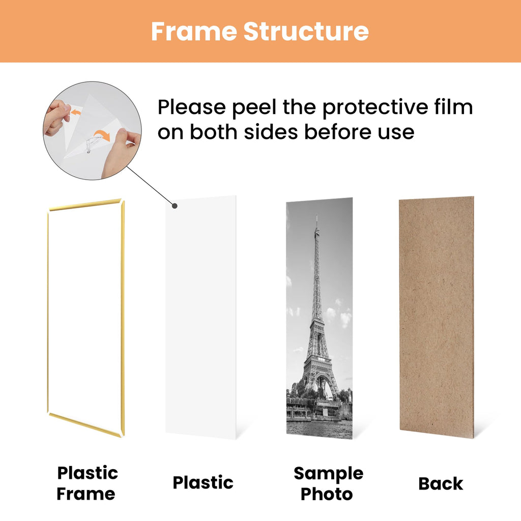 24x36 Poster Frame, Easy Slide-In Assembly, Gold, 3 Pack