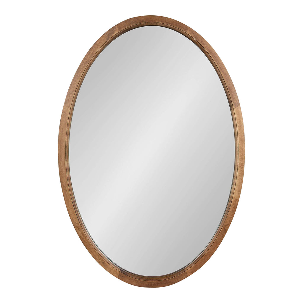 Hogan Farmhouse Oval Framed Wall Mirror, 24 x 36, Rustic Brown, Decorative Bulletin Board for Wall