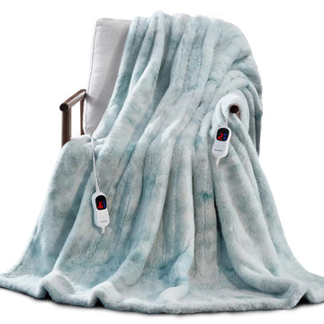 Heated Blanket, Soft Faux Rabbit Fur Electric Throw, 84"×90"