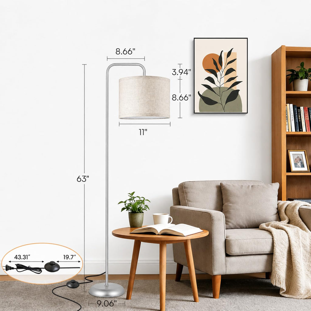 Floor Lamp, ‌Silver‌ Standing Floor Lamp with 3CCT Bulb