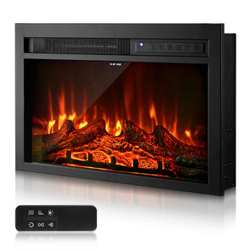 Electric Fireplace Insert, 26 inch Recessed and Wall Mounted with Adjustable Flame Color Brightness & 8h Timer &