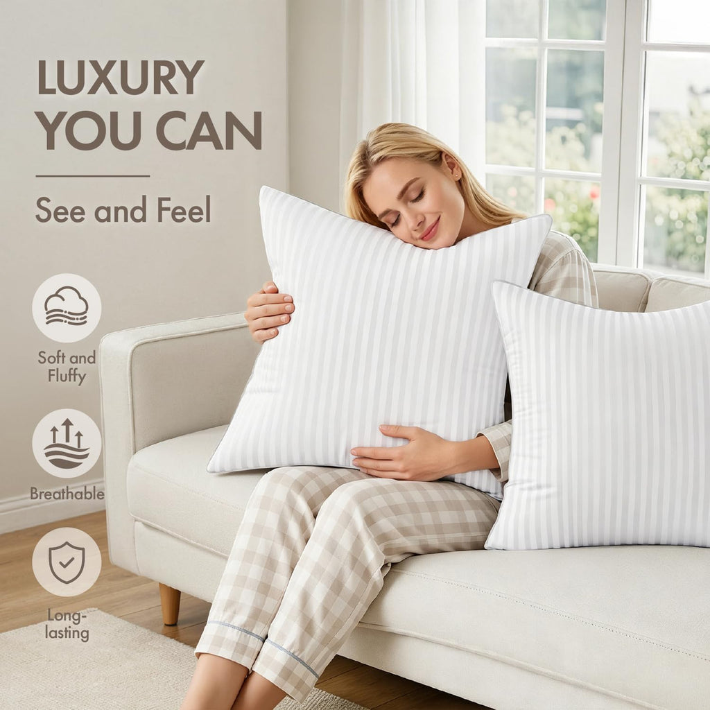 20x20 Throw Pillow Inserts, 100% Virgin Microfiber Filling - Set of 2