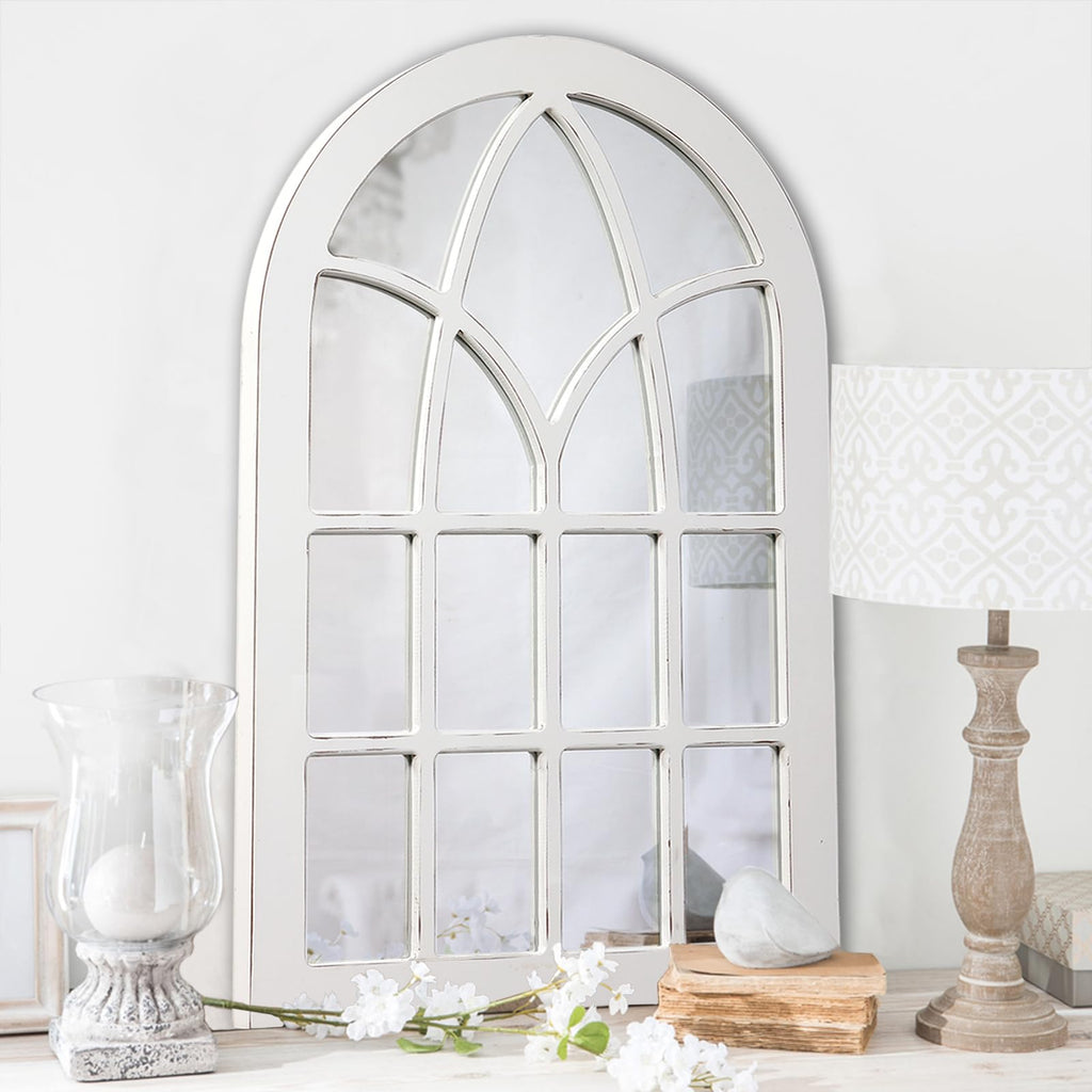 Farmhouse Large Arched Window Pane Mirror Wall Decor 36 x 24 inch
