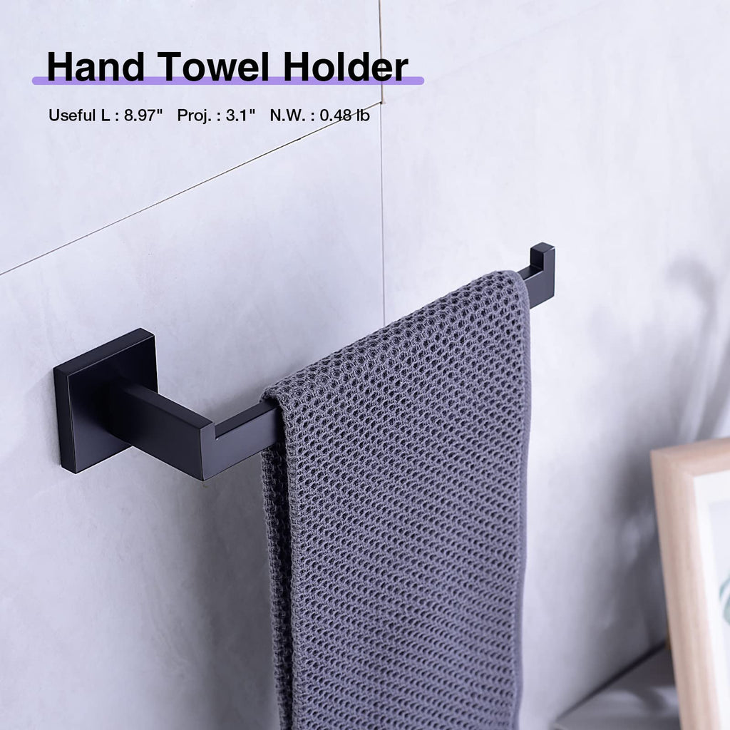 Matte Black 5-Piece Bathroom Hardware Set Wall Mount