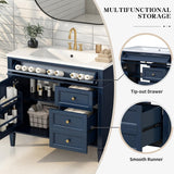 36'' Bathroom Vanity Without Resin Sink, Solid Wood Frame Modern Storage Cabinet with Tip-Out Drawer & Soft Closing Doors, Blue A133-B0DK4YSV4R