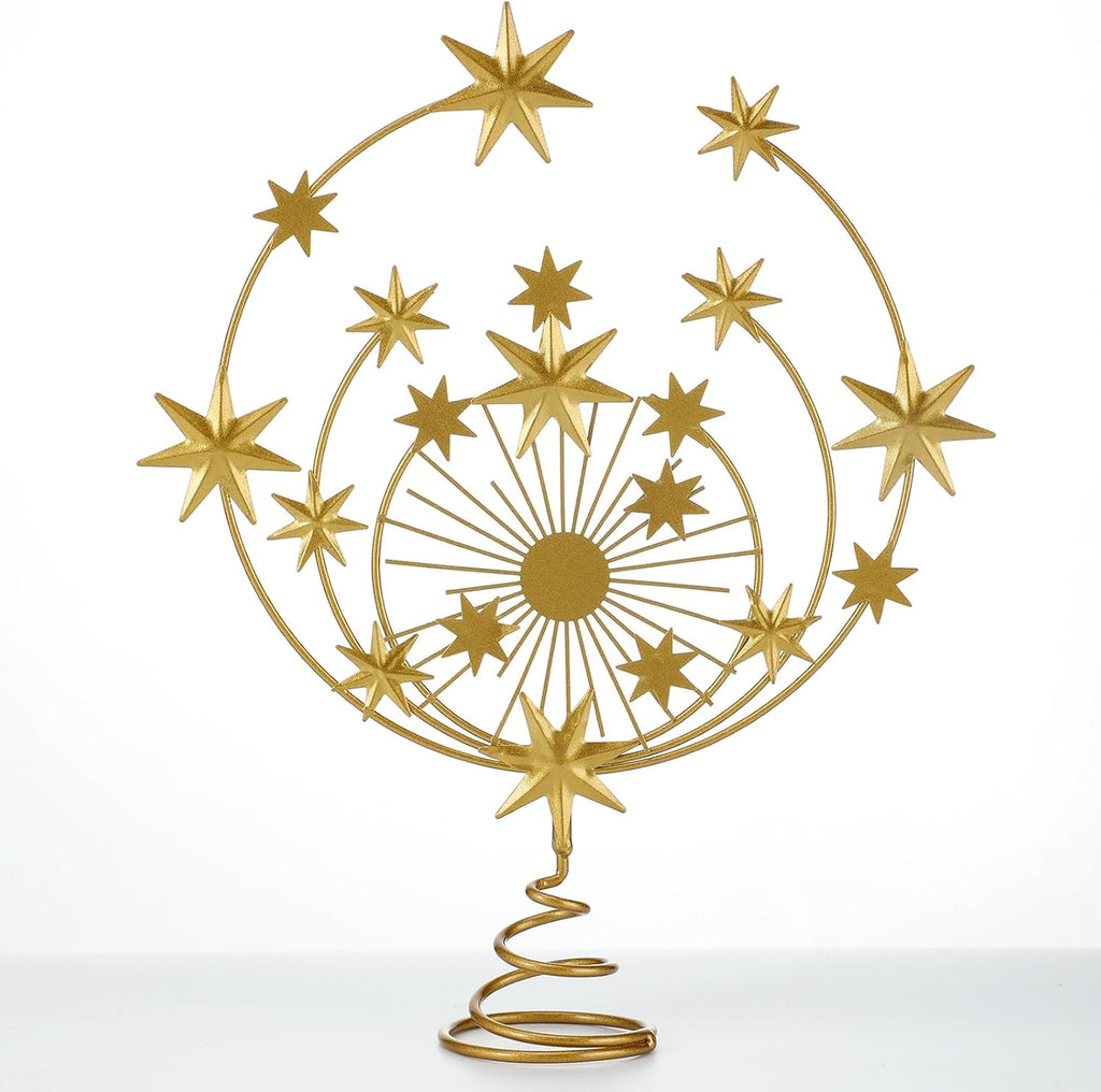Celestial Gold Metal Tree Topper, 10 Inch Christmas Holiday Decor