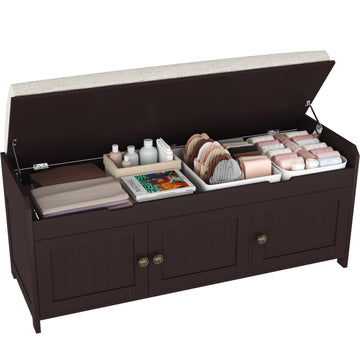 41.3" Shoe Bench with Lift Top Storage, Entryway Bench with Cushioned Seat, Wooden End of Bed Bench, Shoe Cabinet