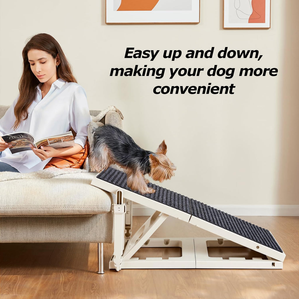 Dog Ramp for Bed Couch with Upgraded Support, 3 Levels Height 14"-18" Pet Ramp Adjustable, 30LBS Capacity Dog Ramps