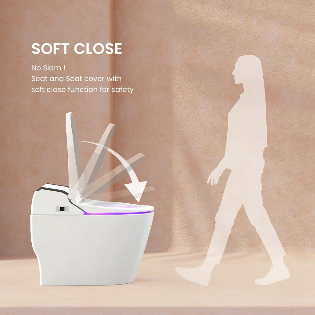 Smart One-Piece Elongated Toilet with Soft-Close Lid, Dual Auto Flush, Heated Seat