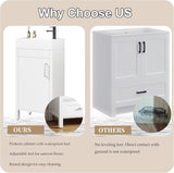 16" Bathroom Vanity with Sink, Freestanding Wooden Bathroom Vanity Cabinet with Soft-Closing Door and Metal Handle, Modern Floor Standing Storage for Small Spaces，White