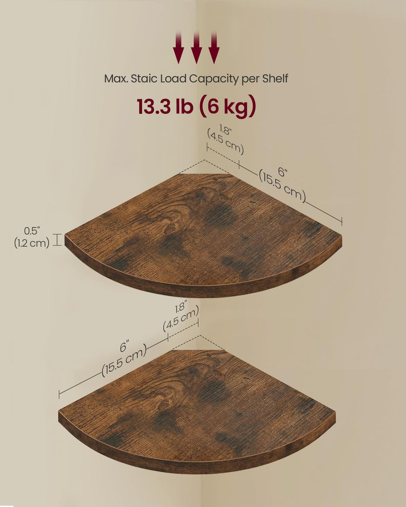 Floating Corner Shelves, Set of 2, 6 x 6 x 0.5 Inches