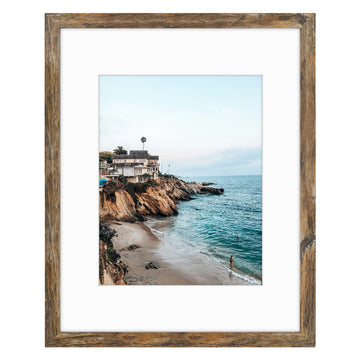 16x20 Frame with Mat for 11x14, Real Glass, Rustic Brown