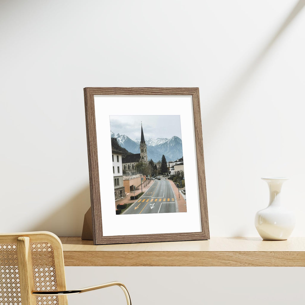 11x14 Picture Frames Set of 9 for Wall Mounting, Dark Oak