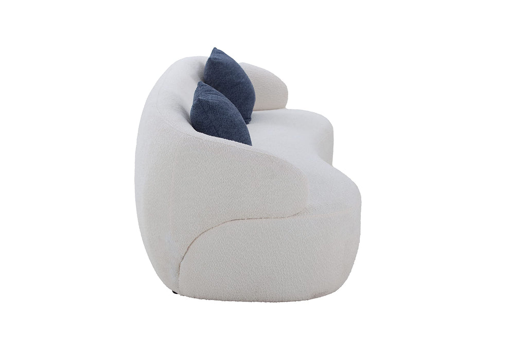86.6-inch 3 Seaters Curved Sofa Oversized Teddy Boucle Sofa Couch, Beautiful Freestanding Curved Leisure Couch with 2